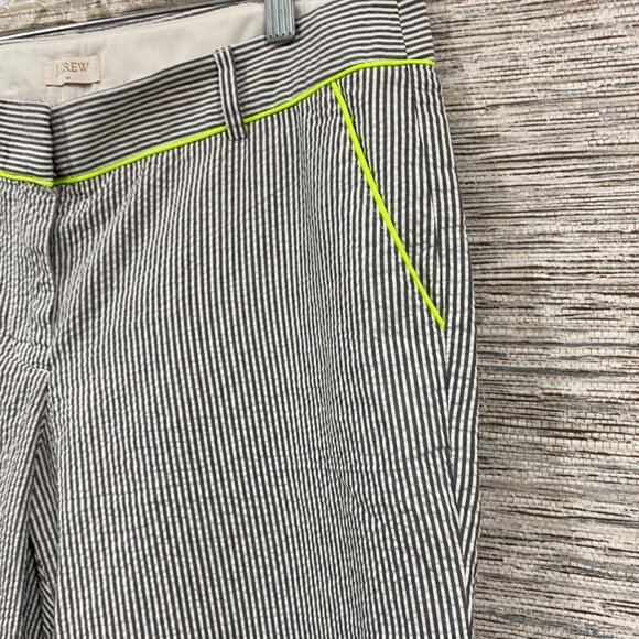 J.Crew Size 10 Seersucker Stripe Preppy Ankle Pants – Neon Trim Pockets - Picture 6 of 8